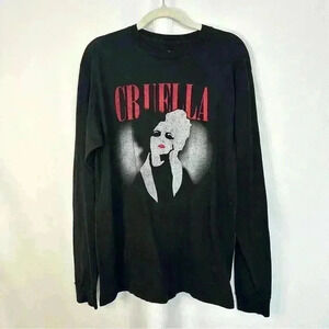Disney Cruella Long Sleeve Crewneck Shirt Womens Size Medium Black